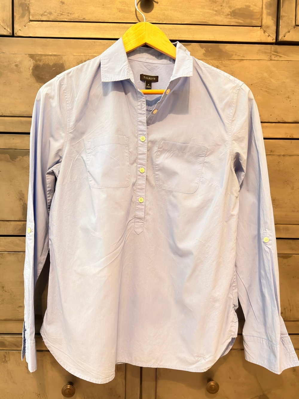 TALBOT Blue Women's Button Pullover Shirt size 4 - Picture 2 of 8
